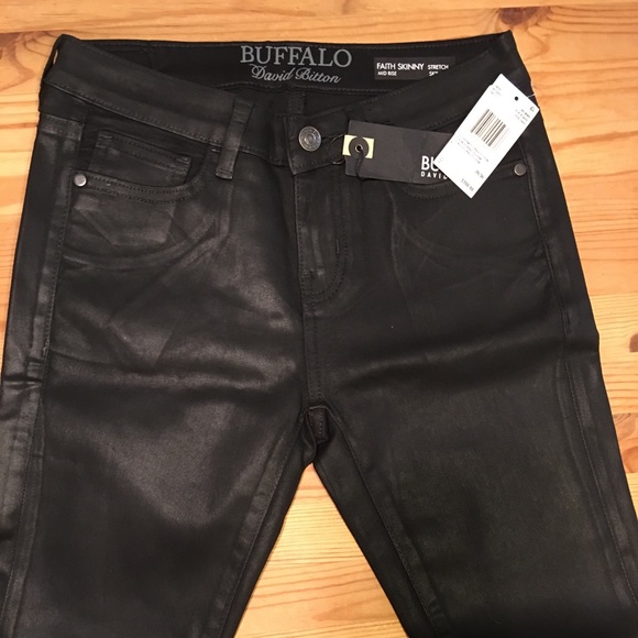 Buffalo David Bitton Mid Rise Faith Black Wax Skinny Jeans - Picture 2 of 15